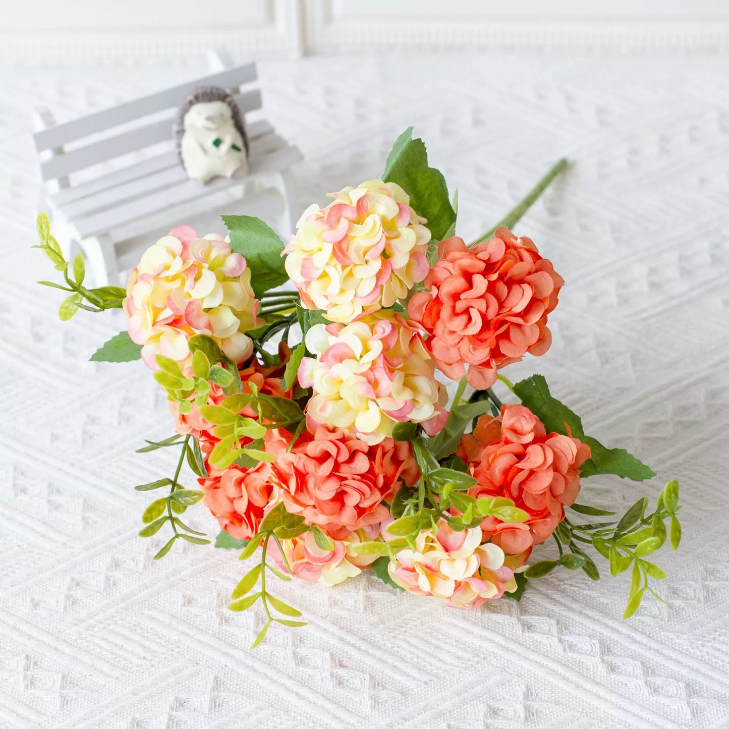 Bulk 5 Pcs Hydrangea Bridal Bouquets Silk Permanent Flower Flexible Stems for Weddings Bridesmaids Reception Centerpieces Wholesale