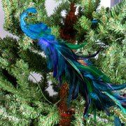 Artificial Long Tail Blue Peacock Ornaments 12 Inch 6 Pcs Christmas Hanging Decorations
