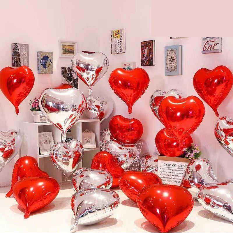 Bulk 50 Pcs 7 Inch Heart-shape Foil Balloons Mylar Balloons for Wedding Valentine's Day Decor Wholesale