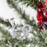 Acrylic Transparent Bird Christmas Ornaments with Pine Cones and Pine Needles, Hanging Decorations for Xmas Tree, Bulk Set