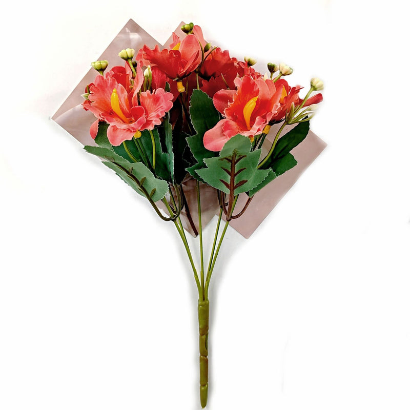 Artificial Cattleya Orchid Bush with 10 Blooms, Silk-Like Fabric, 12" Tall, for Weddings, Home Decor, and Table Arrangements
