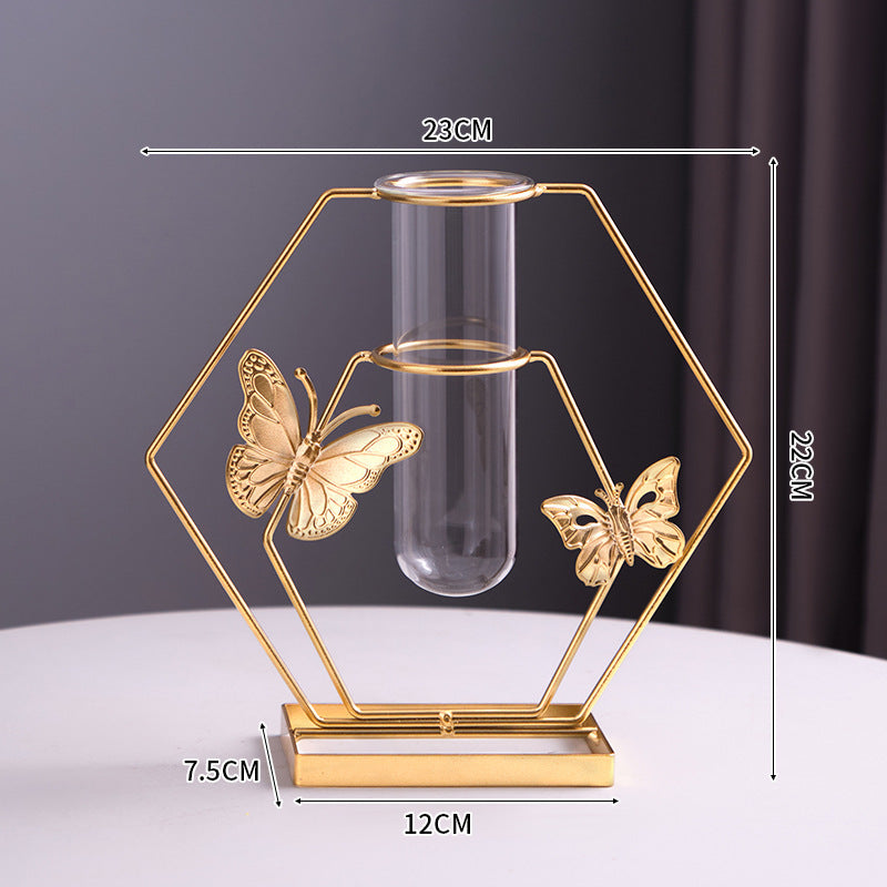 Gold Butterfly Glass Test Tube Vase - Luxury Home Decor for Living Room & Dining Table