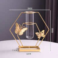 Gold Butterfly Glass Test Tube Vase - Luxury Home Decor for Living Room & Dining Table