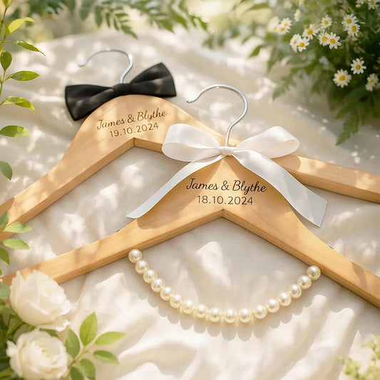 Personalized Wooden Wedding Hanger - Bridal Dress Hanger with Custom Engraving