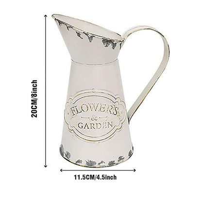 Bulk Metal Flower Vase White Shabby Chic Vintage Farmhouse Jug Vase for Home Kitchen Living Room Wholesale