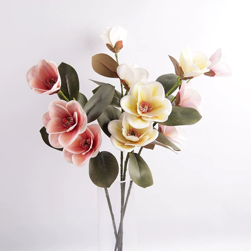 Bulk Magnolia Bridal Bouquet Artificial Flowers Long Stems Shatterproof for Wedding Centerpieces Rustic Vase Holiday Decor Wholesale