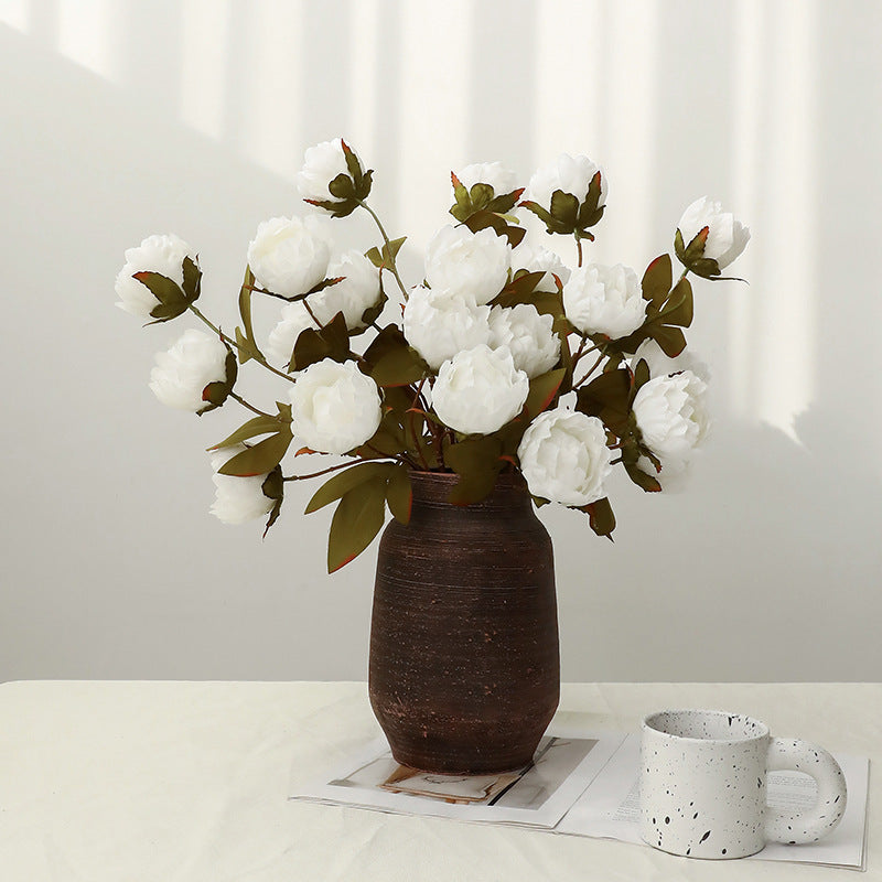 Peony Bush with 4 Blooms, 29" Tall, Silk-Like Fabric, for Weddings, Home Decor, and Events