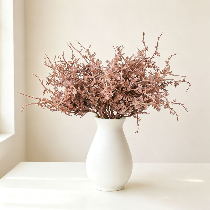 Artificial Rime Frost Flower Bouquet, Set of 5 Stems, 11" Plastic, Wedding, Home & Window Display Decor