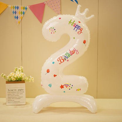 Bulk 10 pcs 42-inch White Crown Foil Number Balloons - for Birthday Party Decorations and Photo Props Wholesale