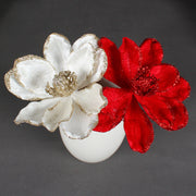 Glitter Artificial Poinsettia Flowers 10 Pcs Christmas Decorations for Tree Garland Rattan Accessories