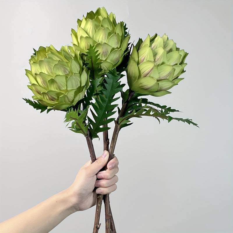 Artificial Bromeliad Stem, Single Tropical Floral Spray, 16" Tall for Home Decor, Wedding & Event Styling