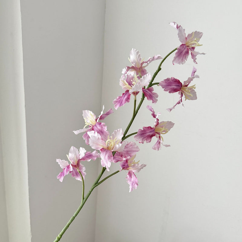 Artificial Iris Flower Bush with 9 Blooms, Silk-Like Fabric, 37" Tall, for Weddings, Home Decor, and Events