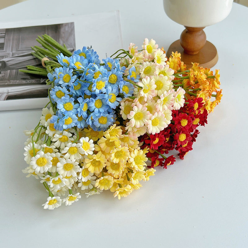 Artificial Chamomile Bouquet, Silk Daisy Flowers, 6 Stems, 10" Tall, Perfect for Home Decor, Weddings, Events, Bulk Wholesale Pricing