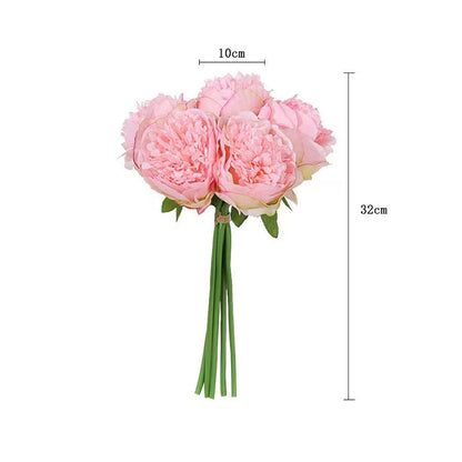 Bulk 2 Pcs Luxury Artificial Peony Bouquets 10 Real Touch Silk Stems with Foliage Wedding Arch Florals Table Centerpieces & Boho Home Decor No Fade Faux Flowers 7 Colors Wholesale