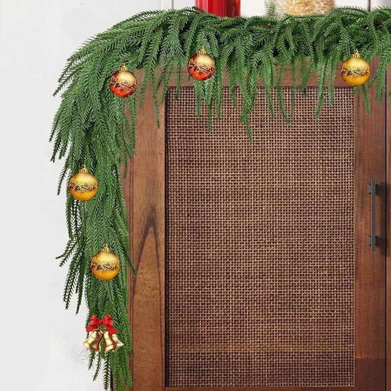 Artificial Norfolk Pine Vine with LED Lights, Set of 3 Soft-Touch Trailing Garlands, Christmas, Home & Window Display