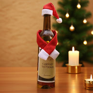 Christmas Wine Bottle Decor - Creative Non-Woven Scarf & Hat Set Festive Table Decoration
