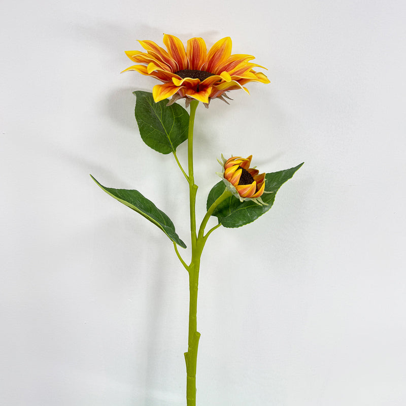46" Artificial Sunflower Bush with 2 Blooms, Modern Farmhouse Decor for Weddings, Events, and Home Styling