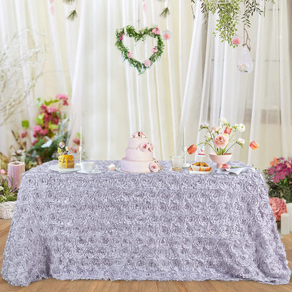 Bulk 2 Pcs Polyester Tablecloths 90x132 Inches Rosette Table Cover for Table Decor Wholesale
