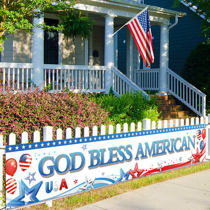 Bulk 10 Pcs 4th of July Banners Independence Day Banner for Parade Decor Supplies Wall Decor Garden Yard Outdoor Decor Wholesale