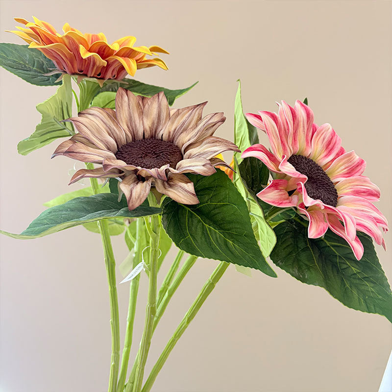 Single Stem Artificial Sunflower, 27" Tall, Silk-Like Fabric, Perfect for Home Decor, Events, and DIY Arrangements