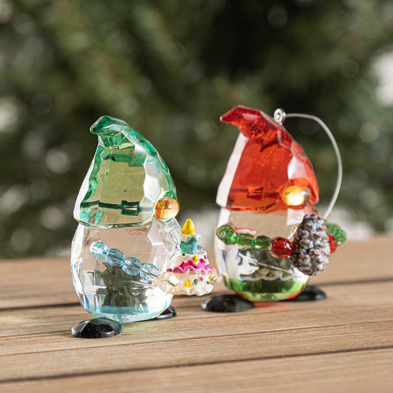 Transparent Christmas Elf Ornament with Pinecone, Holiday Table Decor, Bulk Wholesale Set