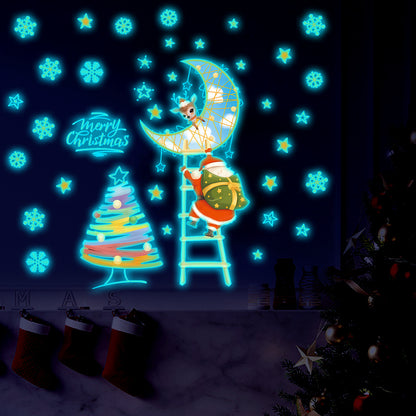 Christmas Glow-in-the-Dark Wall Decals (36pcs) - Santa Claus & Tree Holiday Decor Stickers