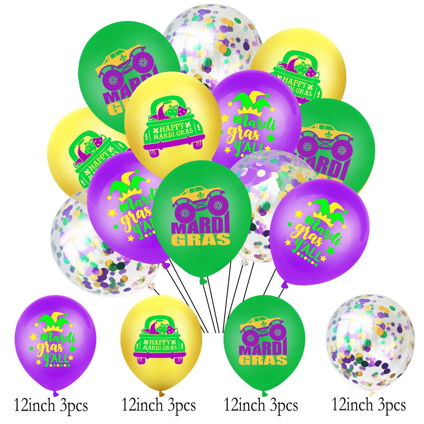 Bulk Mardi Gras Party Latex Balloons for Carnival Birthday Baby Shower Wedding Party Supplies Decorations Home Outdoor Decor Wholesale