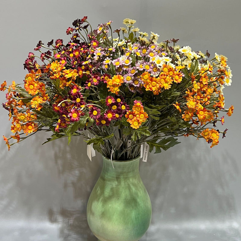 Single Stem Daisy Bush with 50 Blooms, 23" Tall, Silk-Like Fabric, Perfect for Weddings, Events, and Home Decor