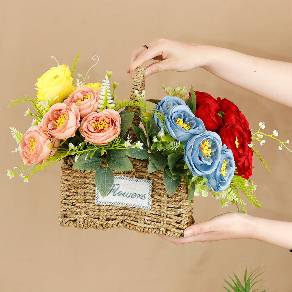 5-Stem Happy Rose Artificial Flowers 12" - Home Wedding Decor Table Centerpiece