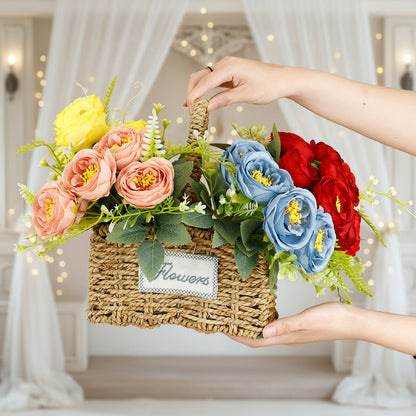 5-Stem Happy Rose Artificial Flowers 12" - Home Wedding Decor Table Centerpiece