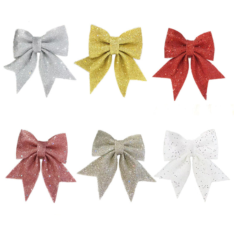 10 Pcs Christmas Pearl Cotton Gold Powder Bows for Garland and Tree Topper Decor