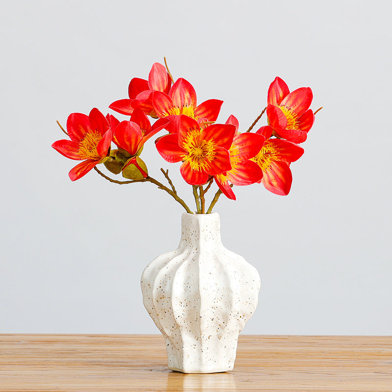 Single Stem Argentine Kapok Faux Silk Flower, 17" Tall, 4 Blooms, Perfect for Home Decor, Weddings, and Events