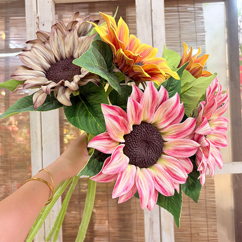 Single Stem Artificial Sunflower, 27" Tall, Silk-Like Fabric, Perfect for Home Decor, Events, and DIY Arrangements