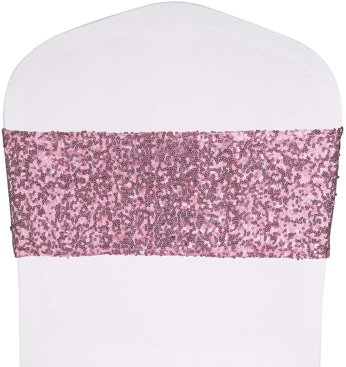 Bulk 2 Pcs Stretch Sequin Chair Sashes Glitter One-Sided Sequins Chair Bands Wholesale