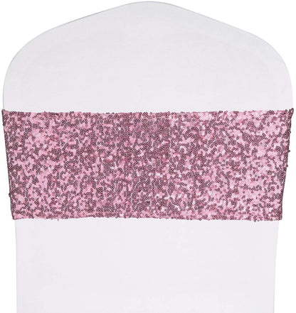 Bulk 2 Pcs Stretch Sequin Chair Sashes Glitter One-Sided Sequins Chair Bands Wholesale