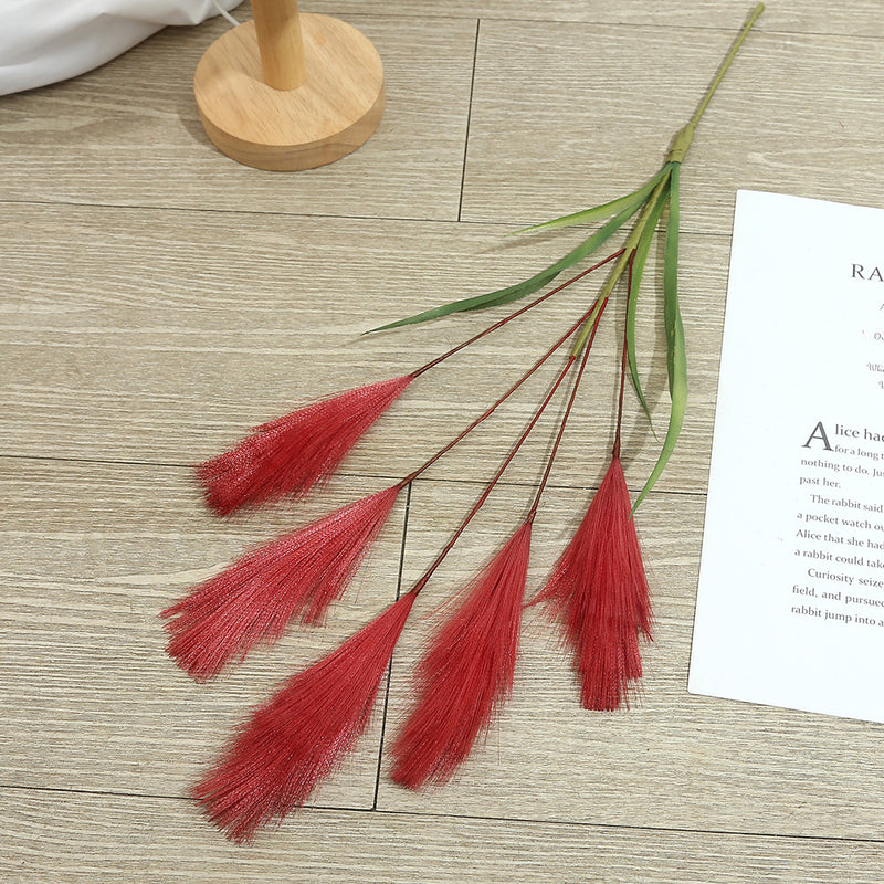 20" Artificial Pampas Grass Stem, Single Feather Reed Stem for Wedding Centerpieces & Home Decor, Realistic Faux Silk Pampas