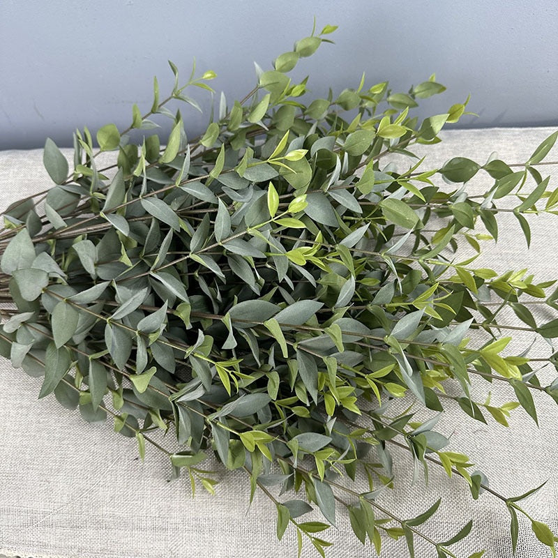 Artificial Eucalyptus Stem, Single Stem with 9 Branches, Faux Silk Fabric Greenery, Bendable, for Wedding, Home Decor & Events