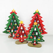Plaid Christmas Tree with Doll Ornaments Set, Holiday Desktop Decor, Bulk Quantity