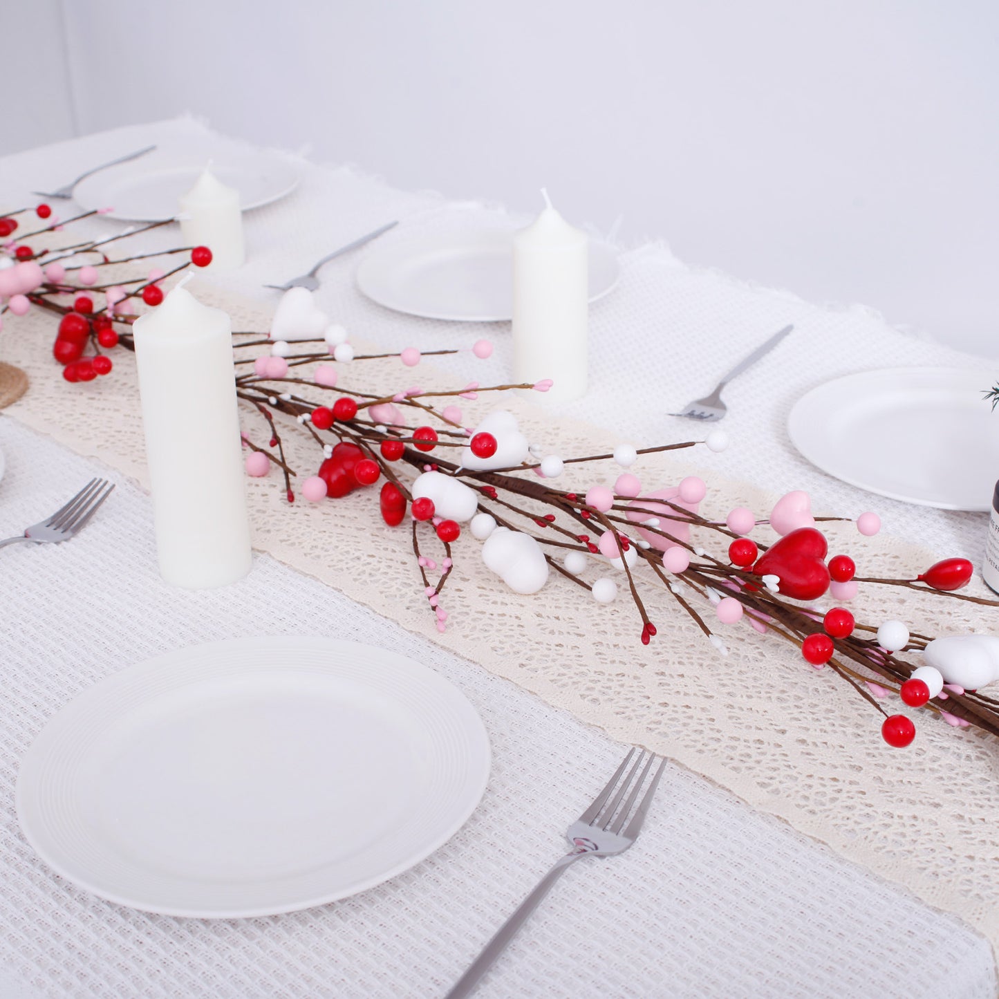 Valentine's Day Heart Vine Decor (15.7x15.7x3.9 Inches) - Romantic Holiday Decoration for V-Day