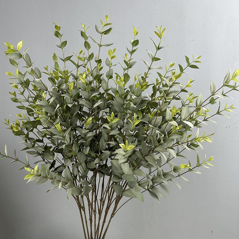 Artificial Eucalyptus Stem, Single Stem with 9 Branches, Faux Silk Fabric Greenery, Bendable, for Wedding, Home Decor & Events