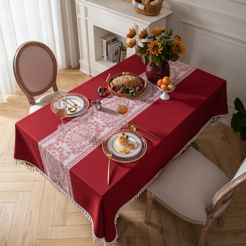 Bulk Vintage Tablecloths Linen Tablecloth with Tassels Wholesale
