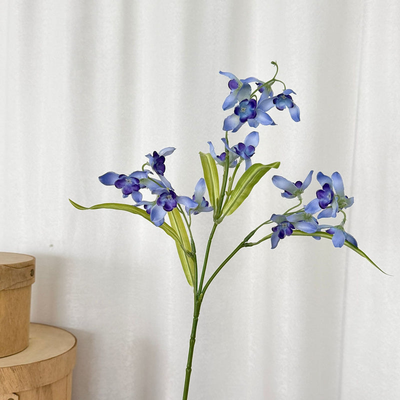 Artificial Orchid Bush, Small Cymbidium, 20" Tall, Silk-Like Fabric, Modern Style, for Wedding, Home, Office Decor