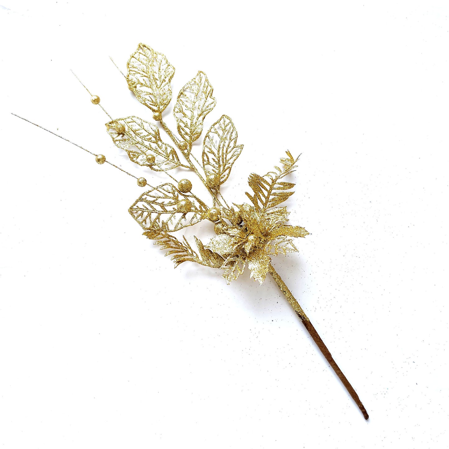 Christmas Gold Glitter Lily Ornament - 17" Christmas Tree Topper Decoration