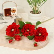 6-Head Peony Artificial Flower Stems - 27.6 Inch 2-Pack | Wedding Decor