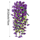 Premium 2 Pcs Morning Glory Vines Silk Flowers UV Resistant Waterproof Wedding Arch Backdrops Hanging Baskets Indoor Outdoor