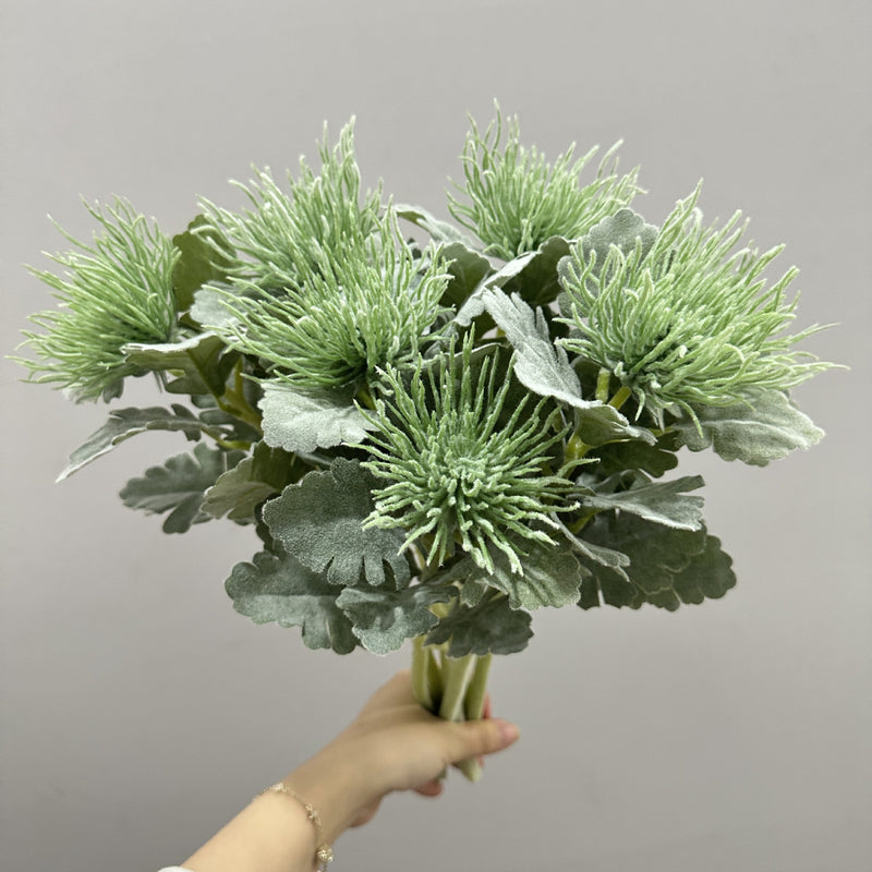 15" Artificial Eryngium Single Stem, Silk-Like Fabric, Wedding & Home Decor