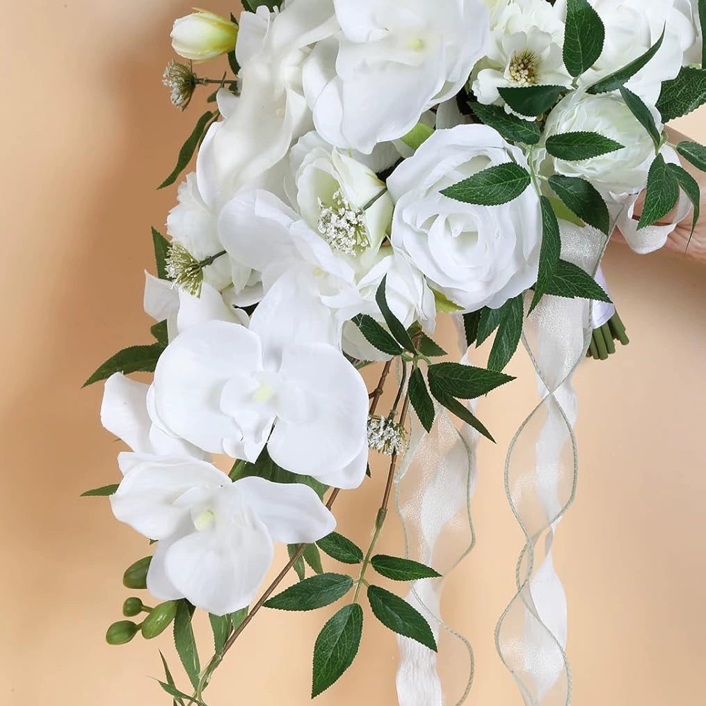 Bulk 10" Orchid Wedding Bouquets Real Touch Silk Cascading Flower for Ceremony Decor Photo Shoots Anniversary Events Wholesale