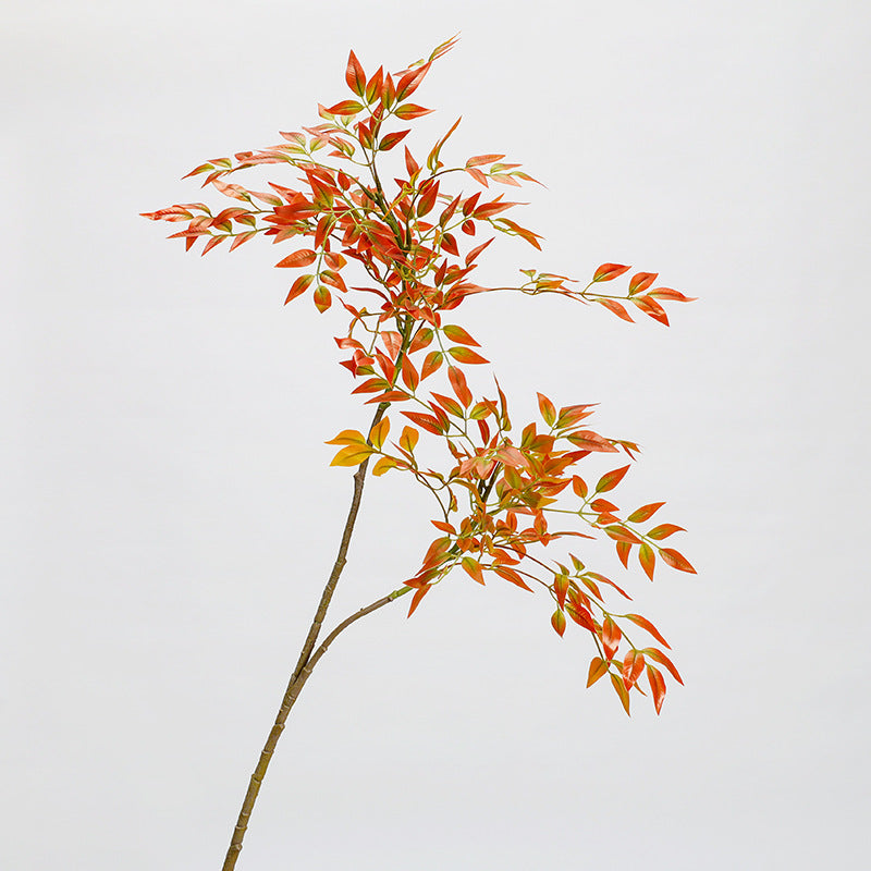 Single Stem Faux Nandina Leaf Branch, 43" Silk-Like Fabric, Modern Home & Event Decor