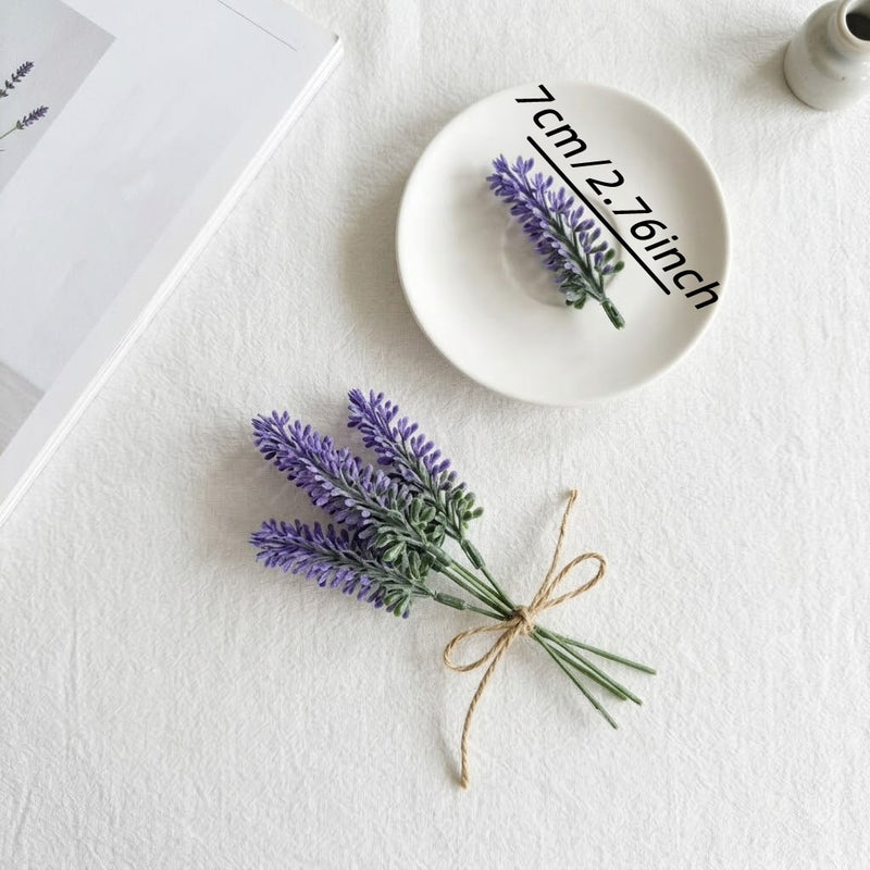 Artificial Frosted Lavender Stems, Set of 50, 4" Height, Plastic Material, for Home Decor, Weddings, and Events