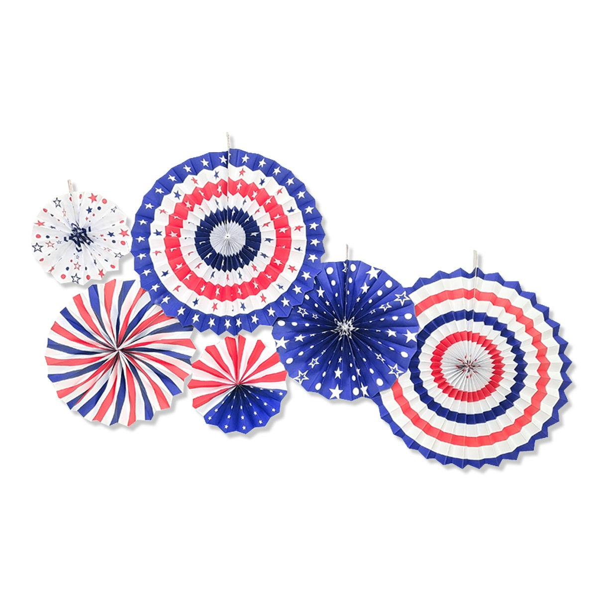 Bulk Independence Day Party Decorations Kit with Red White Blue Hanging Paper Fans Hanging Swirls Flag Pennant Foil Fringe Pom Poms for Holiday Party Supplies Decor Wholesale